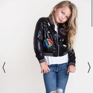 Hannah Banana Sequin Bomber Jacket
